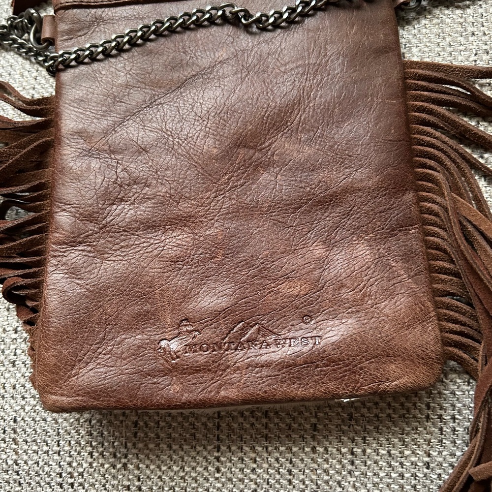 Montana West Brown Leather Crossbody with Fringe